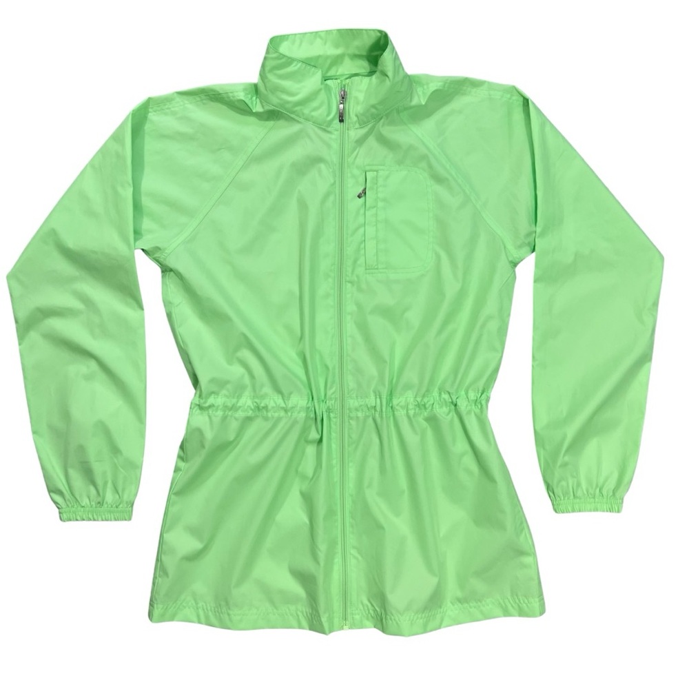 Izod XFG Womens Golf Windbreaker Green Long Rain Coat Size Medium
